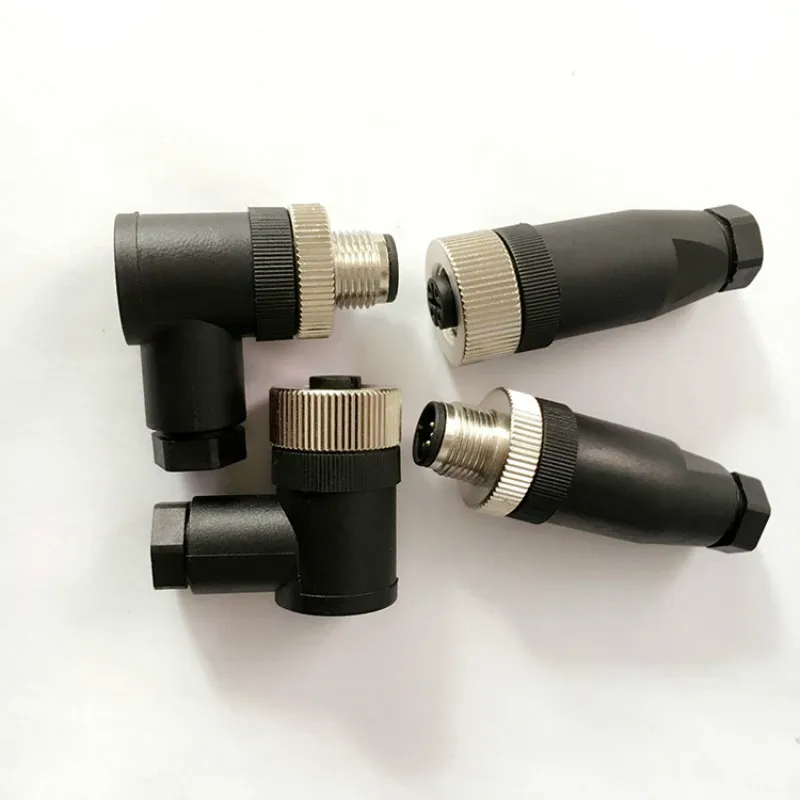 5pcs M12 Sensor Connector 4/5/8 Pin Male&Female Plug Screw Threaded Waterproof Plug Screw Straight / Right Angle M12 Plug