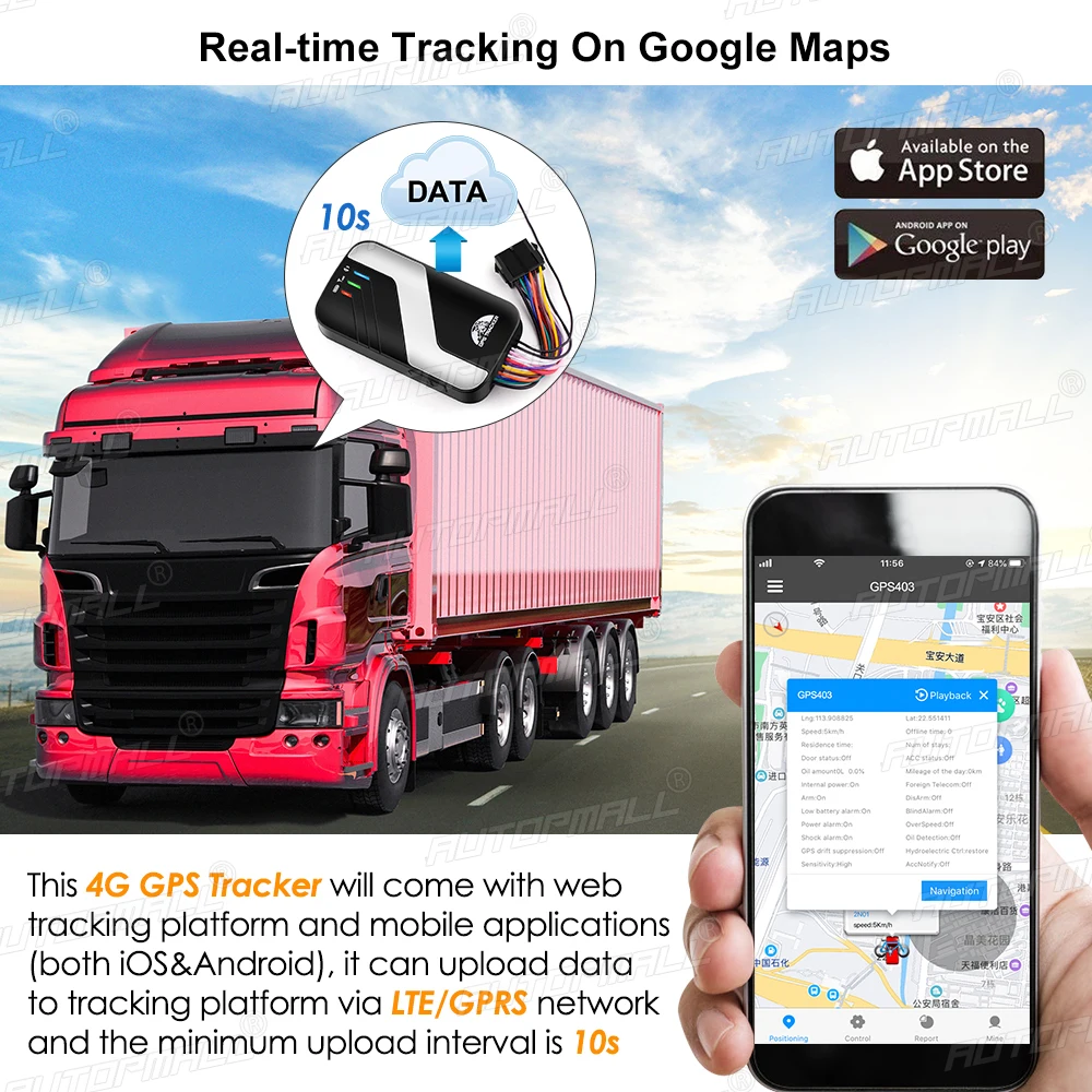 GPS Tracker Car 4G LTE Vehicle Tracking Device Voice Monitor Cut Off Fuel Car GPS Alarm ACC Door Open Alarm Motorcycle Track SOS