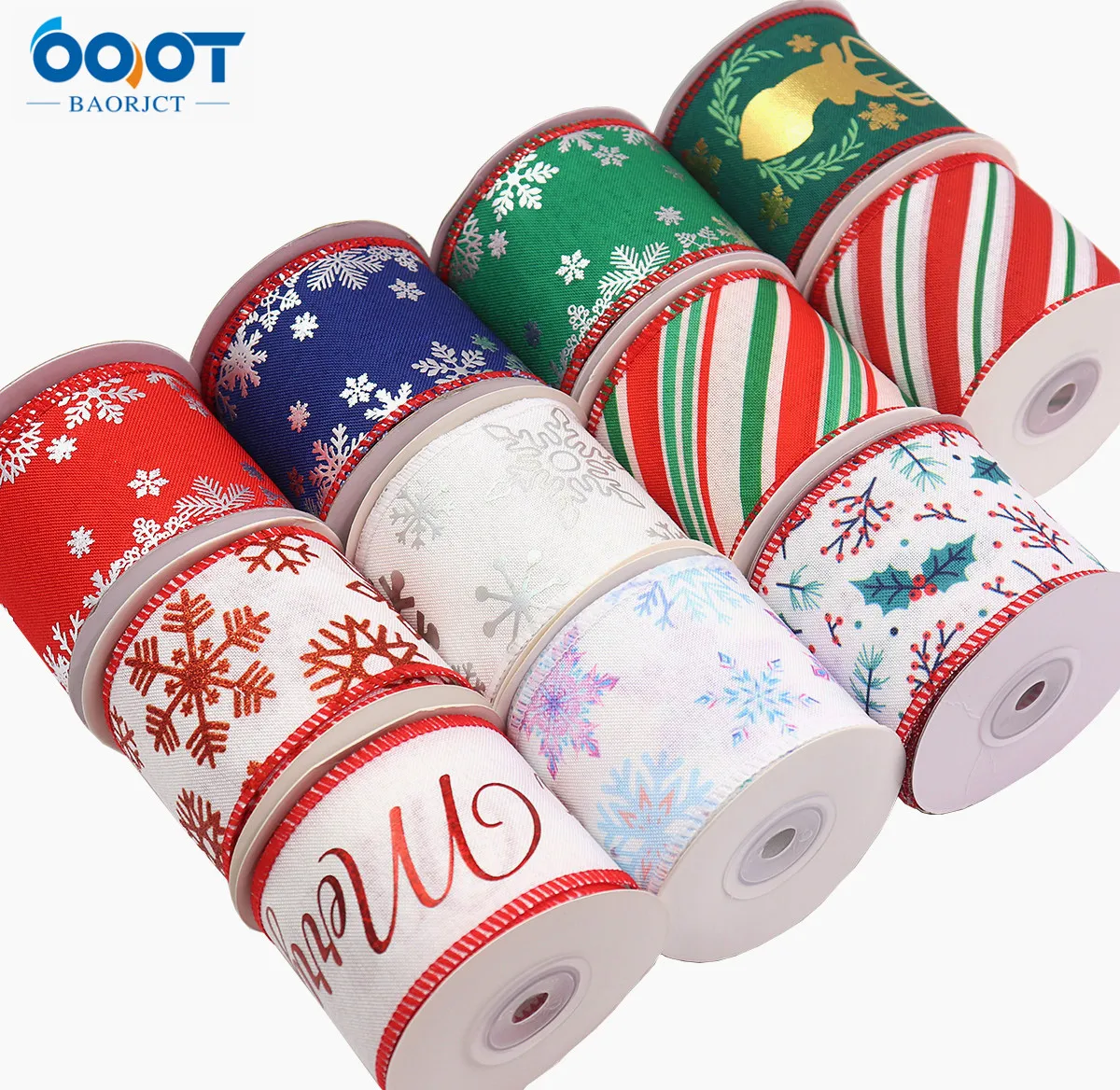 M-21719-1110 63MM 5Yards/Roll Lron Wire Edge Imitation Hemp Tacks With Christmas Party DIY Decoration Ribbons