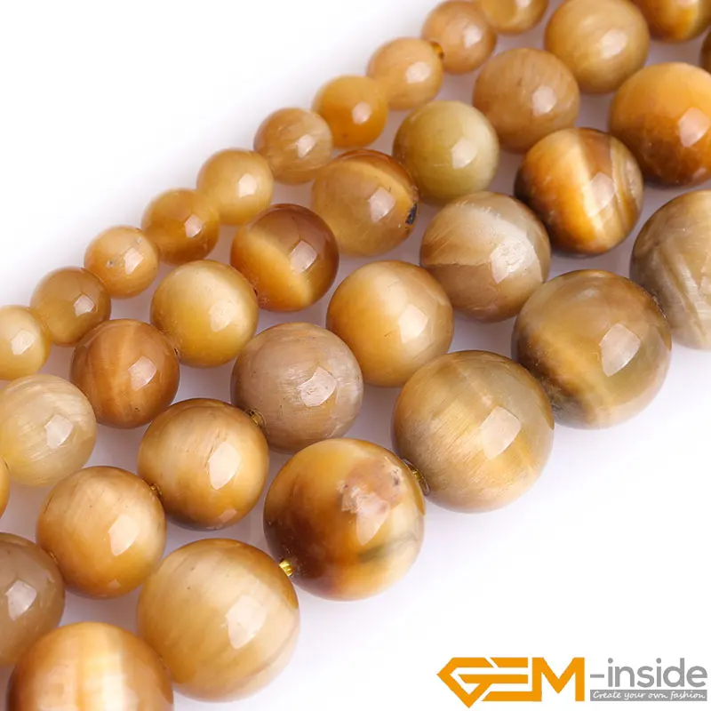 Natural Gold Tiger Eye Round Stone Beads For Jewelry Making Strand 15 Inches DIY Bracelet Necklace Loose 6/8mm