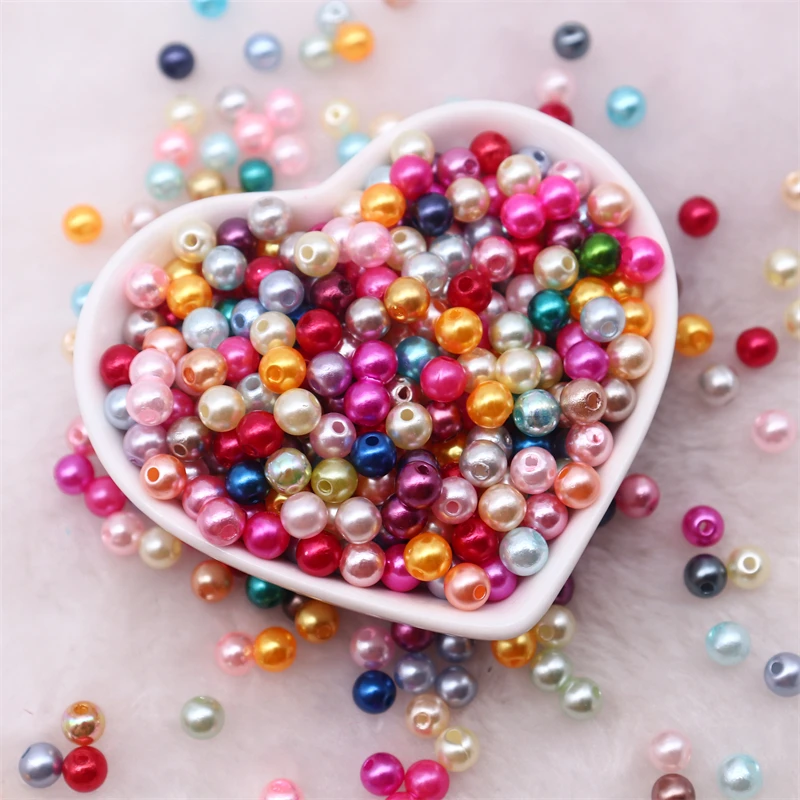 10g Diy Beads with Hole 3/4/5/6/8/10mm ABS Imitation Mixed Pearl Bead Loose Round Acrylic Perle Diy Jewelry Garment Craft Decor