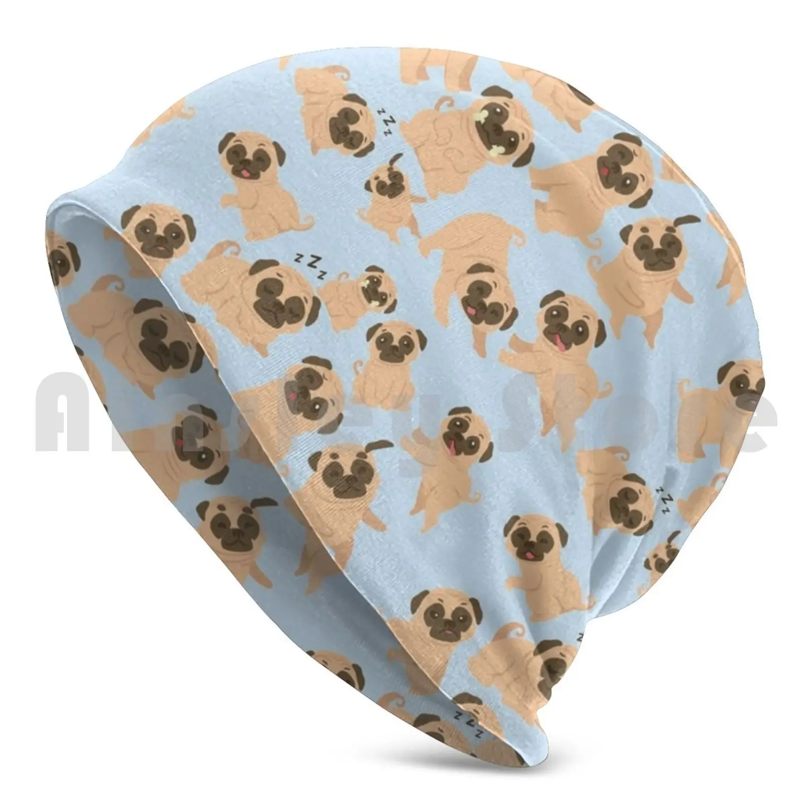 Funny Cute Pug Pattern On Beanies Print Beanies Pullover Cap Comfortable Pug Pug Beanies Prints Dog Pug Dog Pug