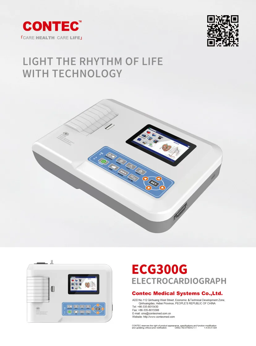 

CONTEC 4.3 LCD Electrocardiograph 3-Channel ECG300G Auto-Analysis ReportReal Time Print Dispaly 3/6/12-Lead ECG Waveform