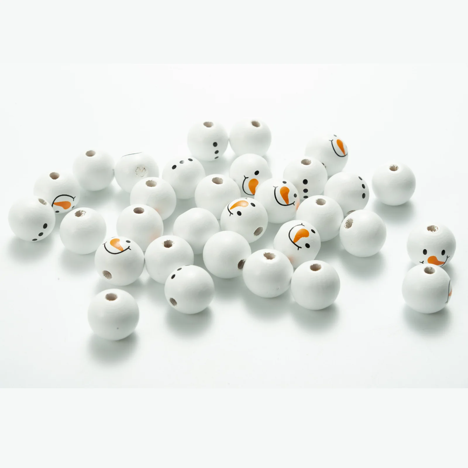 Hot New 20MM Snowman Round Wooden Beads DIY Christmas Decorations for Home Children's Toys Bracelet Accessories Navidad Gift