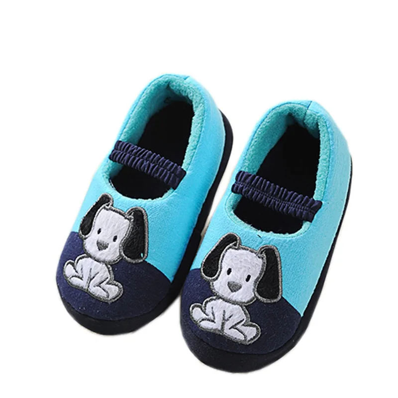 Kids Slippers Children Home Shoes Baby Shoes For Boys Girls Indoor Bedroom Warm Winter Cotton Slipper Animal Cartoon Dog Pattern images - 6