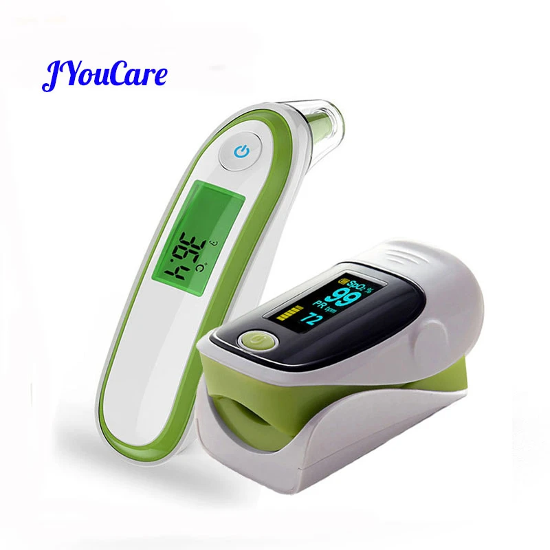 

JYouCare Fingertip Pulse Oximeter Medical Ear & forhead Body Infrared Thermometer portable Family Health Care oximetro de pulso