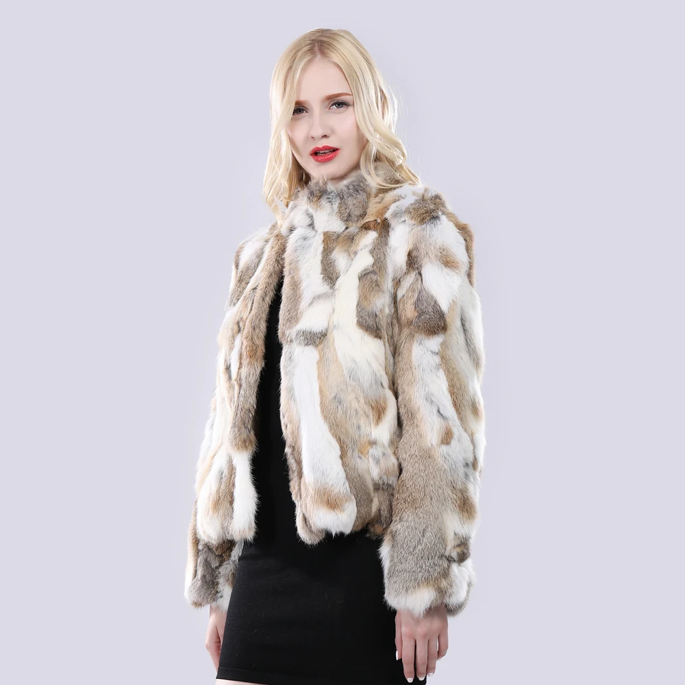 

New Women Winter Natural Rabbit Fur Coat Warm Thick 100% Genuine Rabbit Fur Outerwear Russia Lady Fashion Real Rabbit Fur Jacket