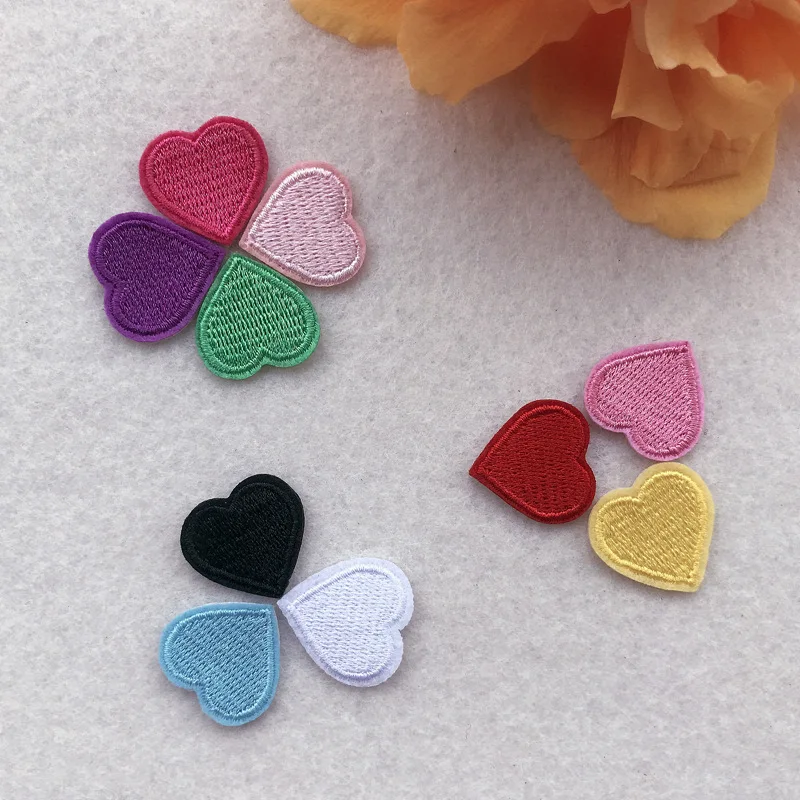 New 10pcs Small Heart Embroidery Patches for Clothing Jeans Iron on Clothes Sticker Love Appliques Stripes Garment Accessories