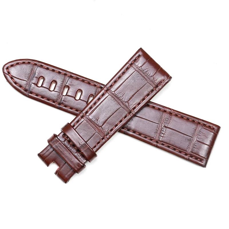 Pesno Black Brown Crocodile Leather Watch Accessories Genuine Leather Straps for Men Suitable for Montblanc Timewalker Star