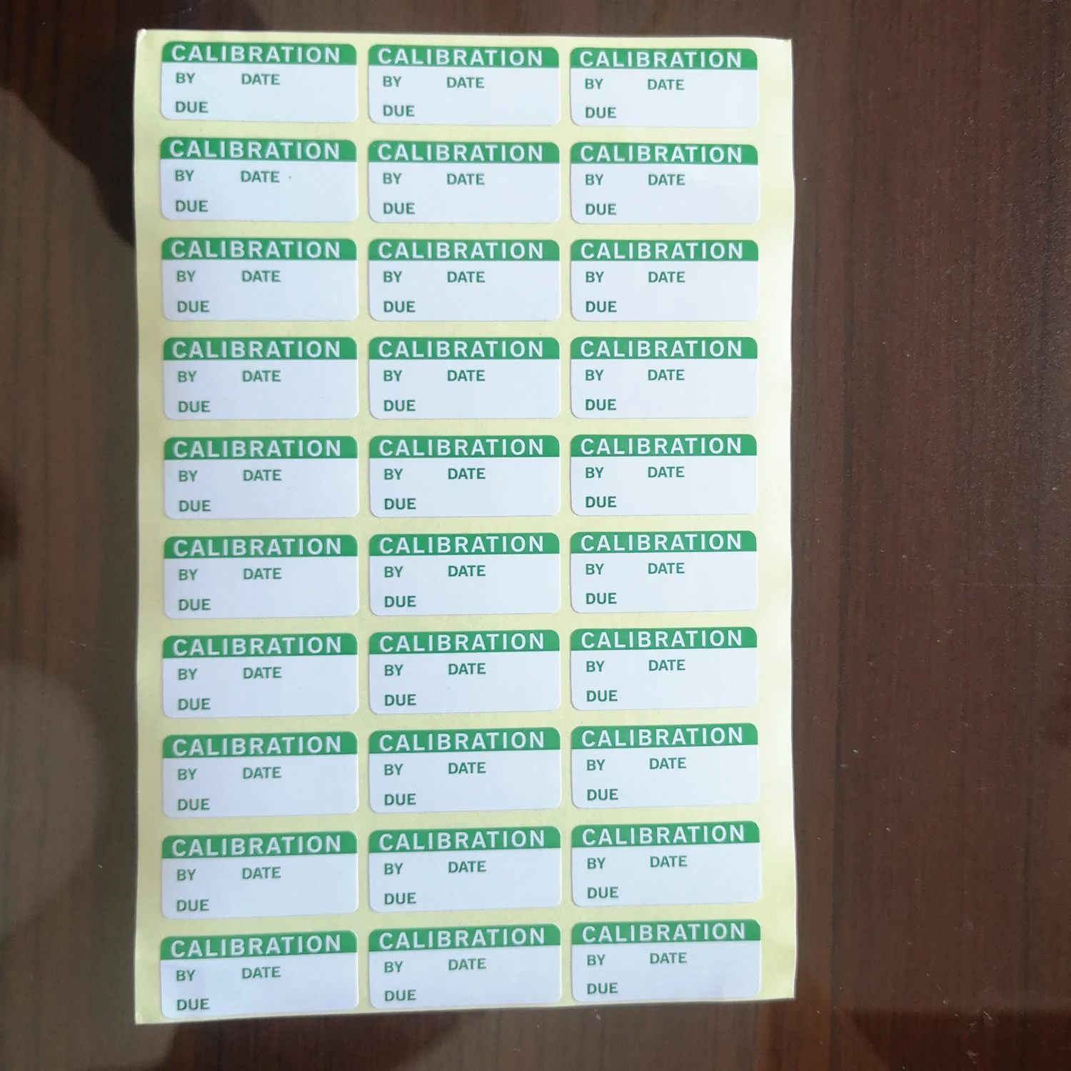 CALIBRATION BY DATE DUE TESTED INITIALS Inspection Record Label Writable Paper Sticker Office Factory Product Audit Check Tag