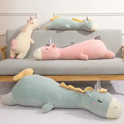 Almohada de Unicornio de juguete Suave Gigante para dormir, cojín con forma de cuerno de plata, unicornio, Animal de alta calidad, decoración de cama