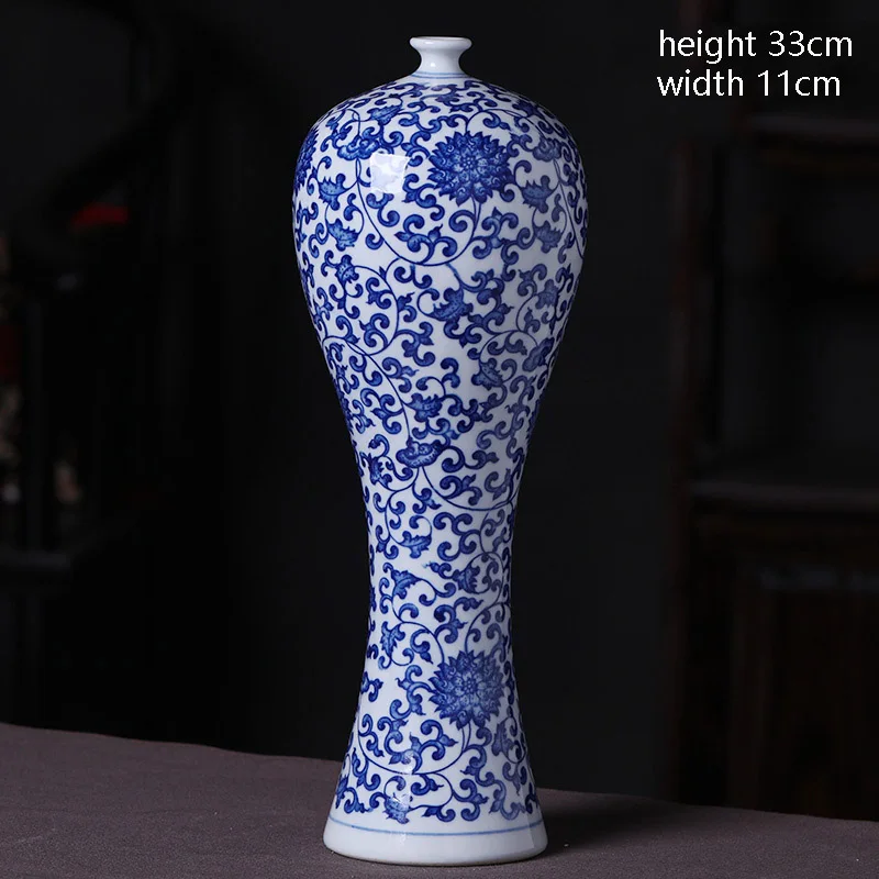 

Antique Blue and White Ceramic Beauty Vase Design Porcelain Flower Handmade Home Decoration Jingdezhen Flower Vases