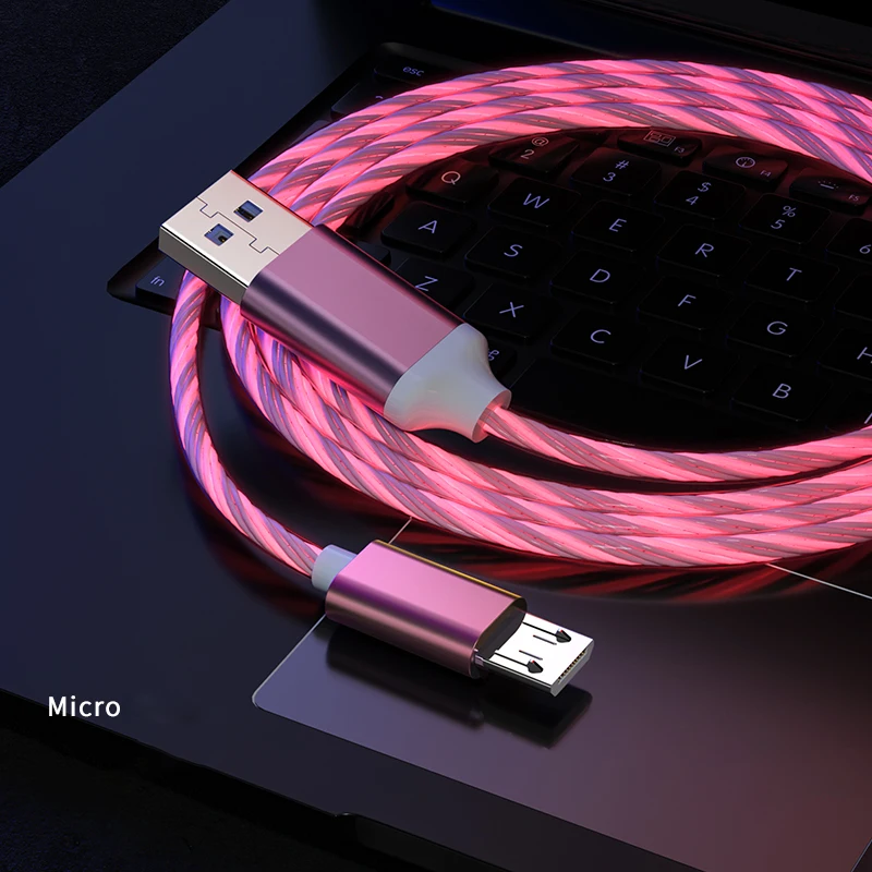 LED Lights USB Micro Cable 3A Fast Charging Data Cable for Samsung Xiaomi HTC OPPO Mobile Phone Accessories Charger USB Cable