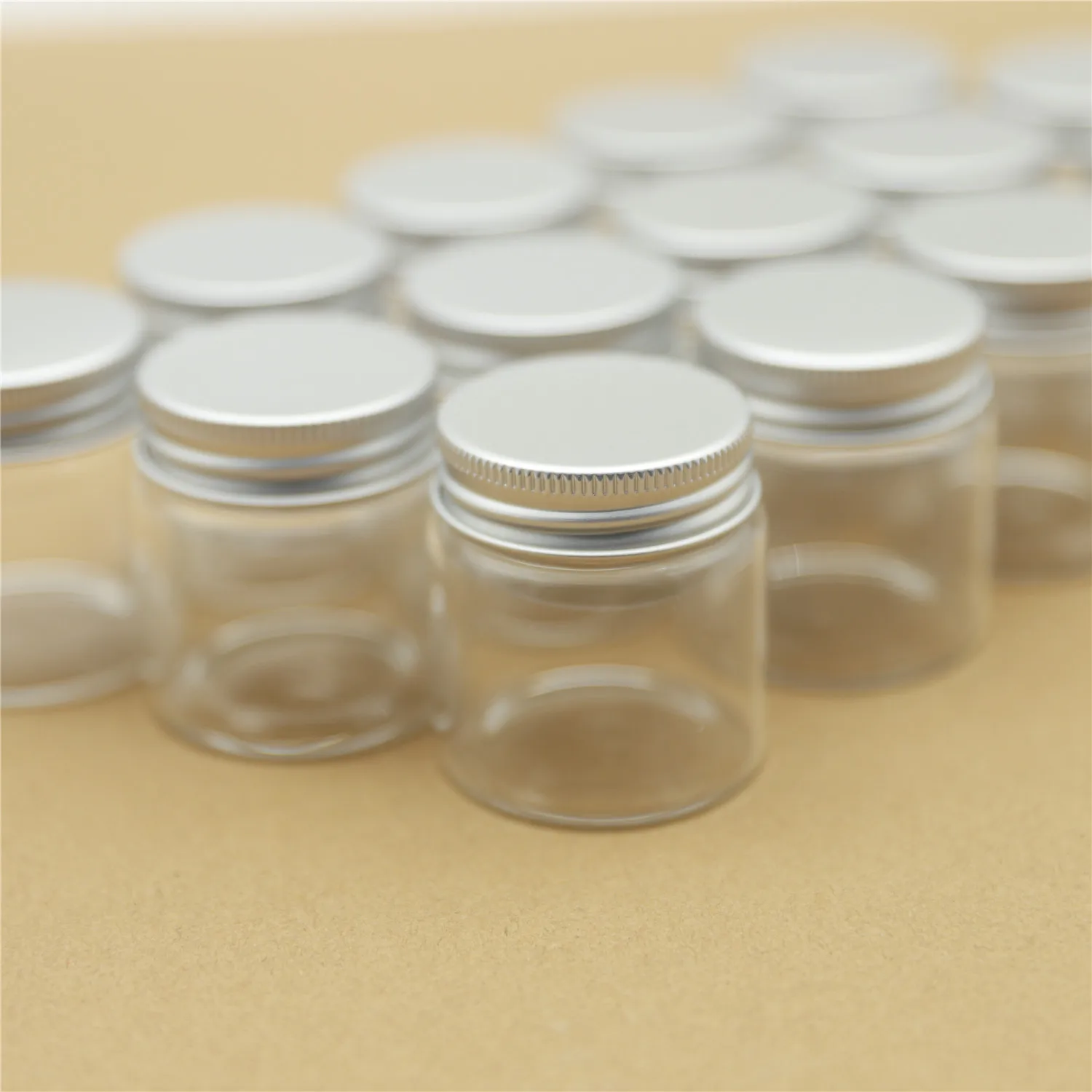 12 pcs/lot 33*47*50mm 50ml Spice Glass Bottle With Silver Screw Cap Tiny Jars Vials DIY Craft Transparent jars mini bottles