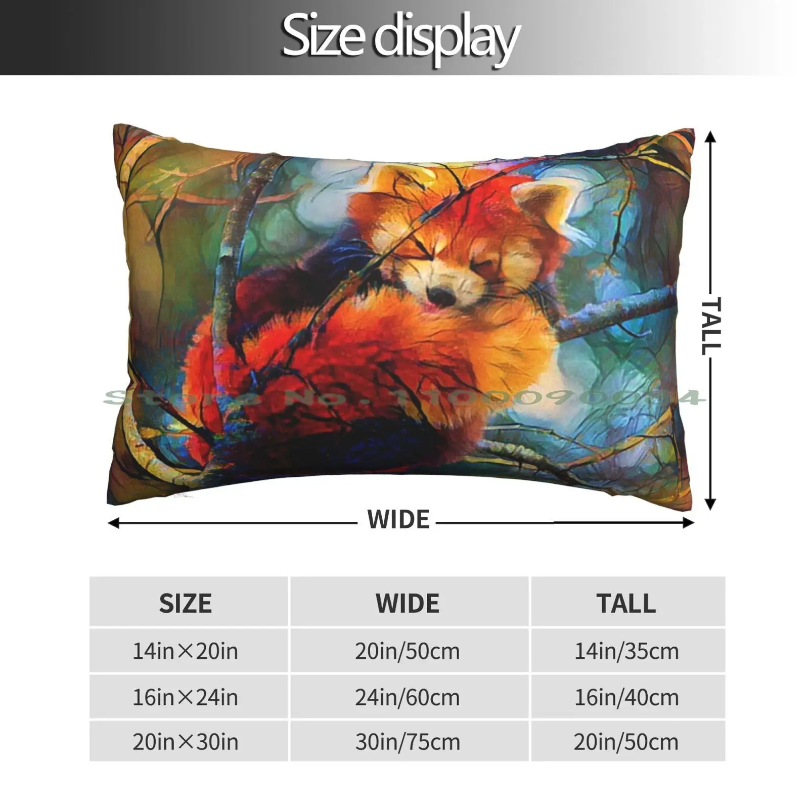 Autumnal Red Panda Pillow Case 20x30 50*75 Sofa Bedroom Red Panda Autumn Fall Orange Gold Green Leaves Branches Cute Fuzzy