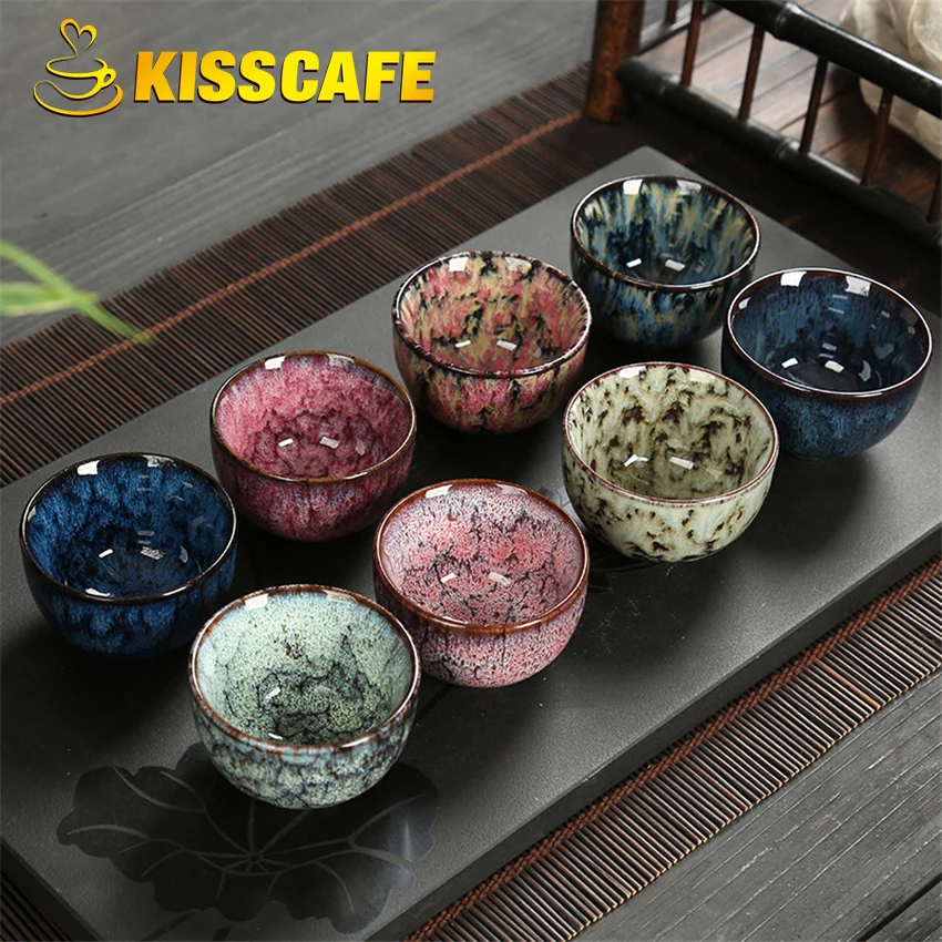 

8 pcs/set Chinese Ceramic Tea Cup Ice Cracked Glaze Cup Kung Fu teaset Small Porcelain Tea Bowl Teacup Tea Accessories Drinkware