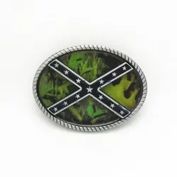 European and American western denim green pattern belt buckle zinc alloy belt accessories unisex