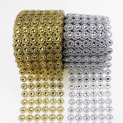 1Yard Silver Sunflower Rhinestone Crystal Ribbon Faux Diamond Ribbon Acrylic Flower Mesh Wrap Tape for Wedding Party Decorations