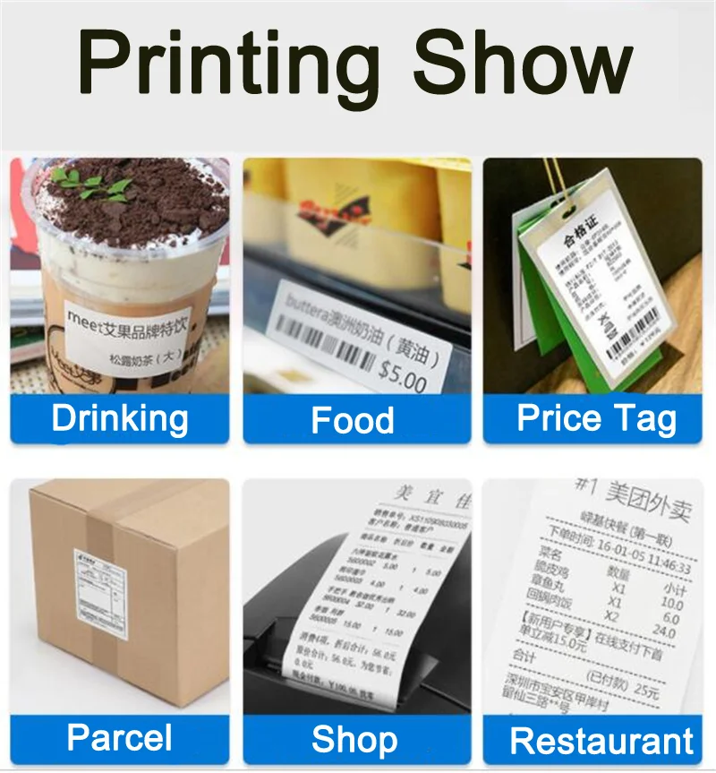 Xprinter  365B Thermal Barcode Label Printer 3 Inch POS Receipt Printer 80mm  Bluetooth USB for Windows Phone Price Tag Inkless