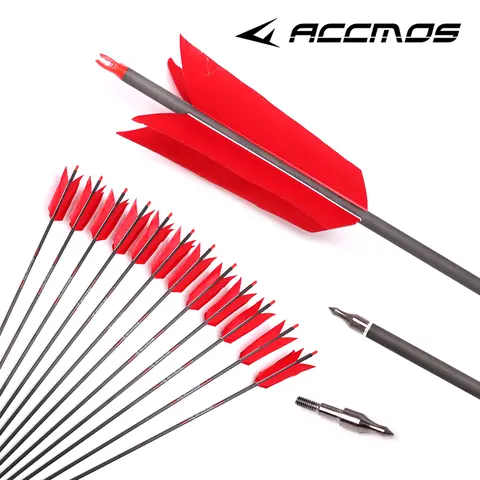 ID 6.2mm 4 실제 깃털 순수 탄소 화살 척추 250-800 복합/복원 활 사격용 양궁 ID 6.2mm 4 실제 깃털 순수 탄소 화살 척추 250-800 복합/복원 활 사격용 양궁