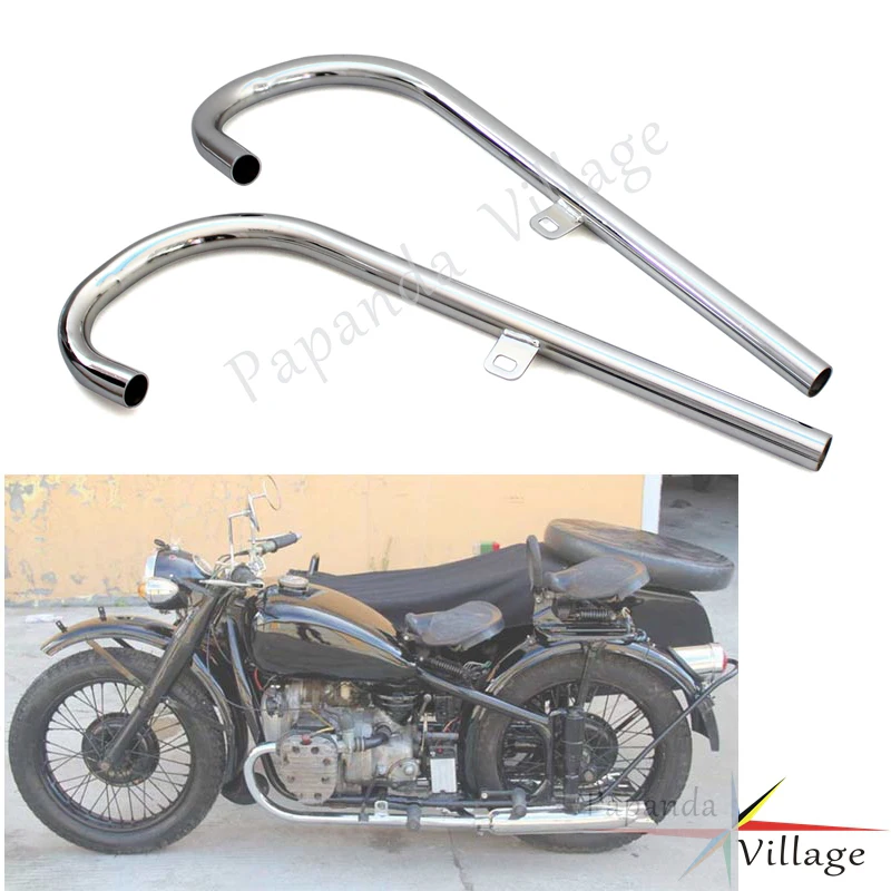 

1 Pair Chrome Motorbikes Exhaust Muffler Pipes 24HP Tube for BMW Ural K750 M1 M72 R71 R12 and Dnepr MT12 Custom Front Muffler