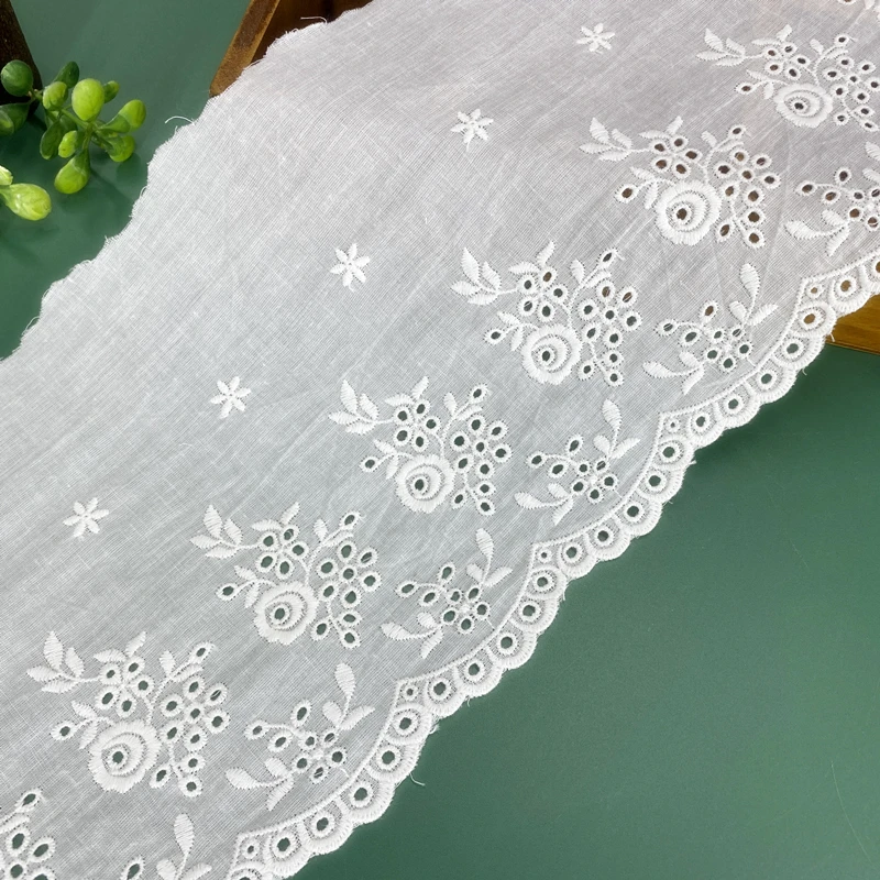 Off-white beautiful cotton lace fabric embroidery lace edge width 17 cm 2 yards 5 yards 10 yards/batch