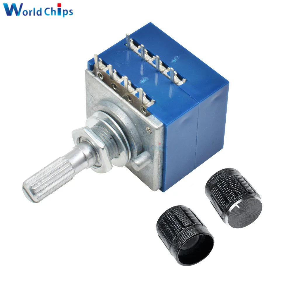 Rotary Potentiometer 50K 100K LOG ALPS RH2702 Audio Volume Control Pot Stereo W Loudness L with Potentiometer Knob Dia. 6mm Shaf