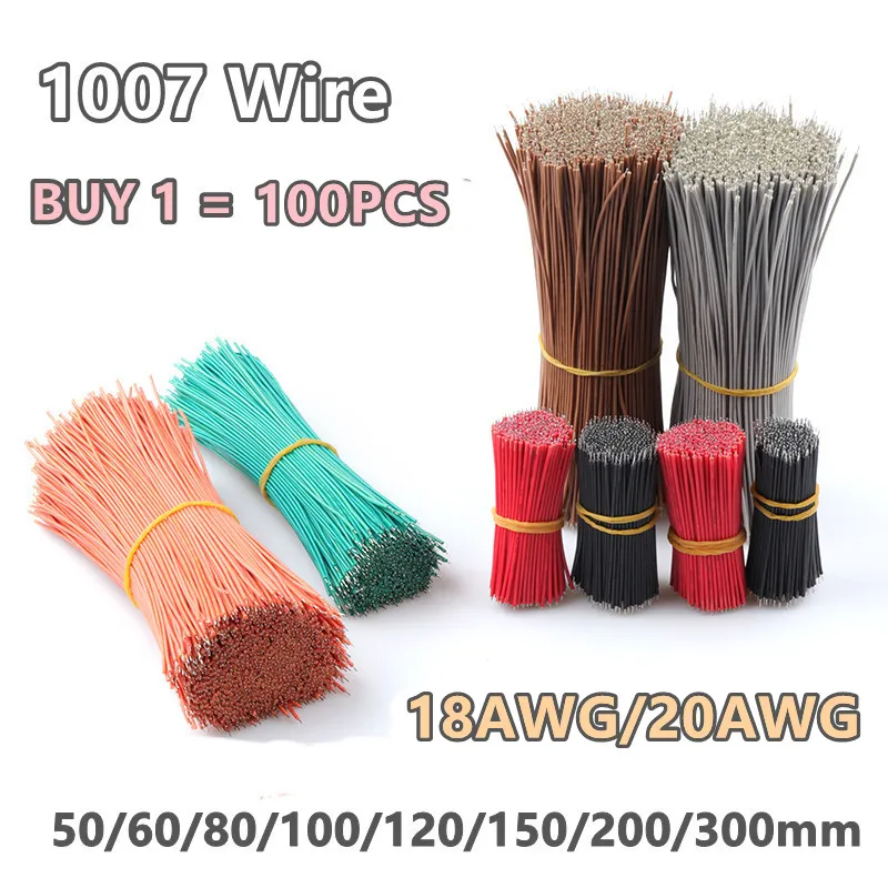 100Pcs PVC Two Ends Electronic Wire Jumper Cable Wire 20AWG 18AWG Tin-Plated PCB Solder Cable Flexible 4CM-30CM for Arduino