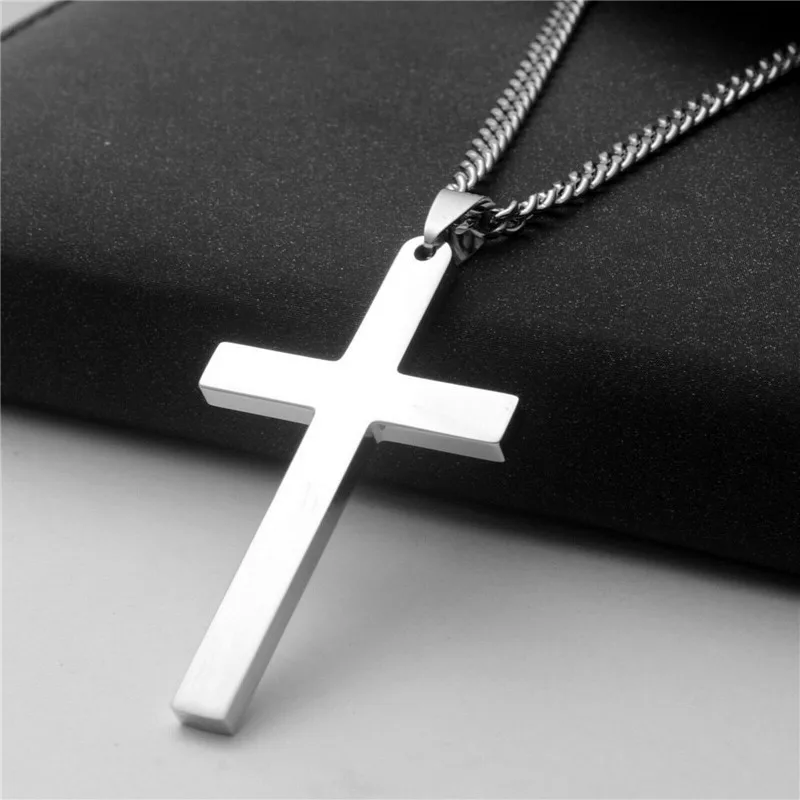 Fashion Classic Simple Cross Pendant Necklace For Women Men Stainless Steel Link Chain Charm Necklace Punk Hip Hop Jewelry Gift