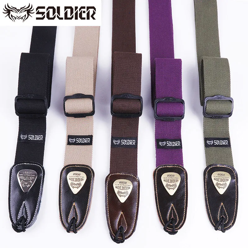 Top Quality Soldier Electric Acoustic Bass Guitar Strap Cotton Black Green Blue Musical Instruments Accessories