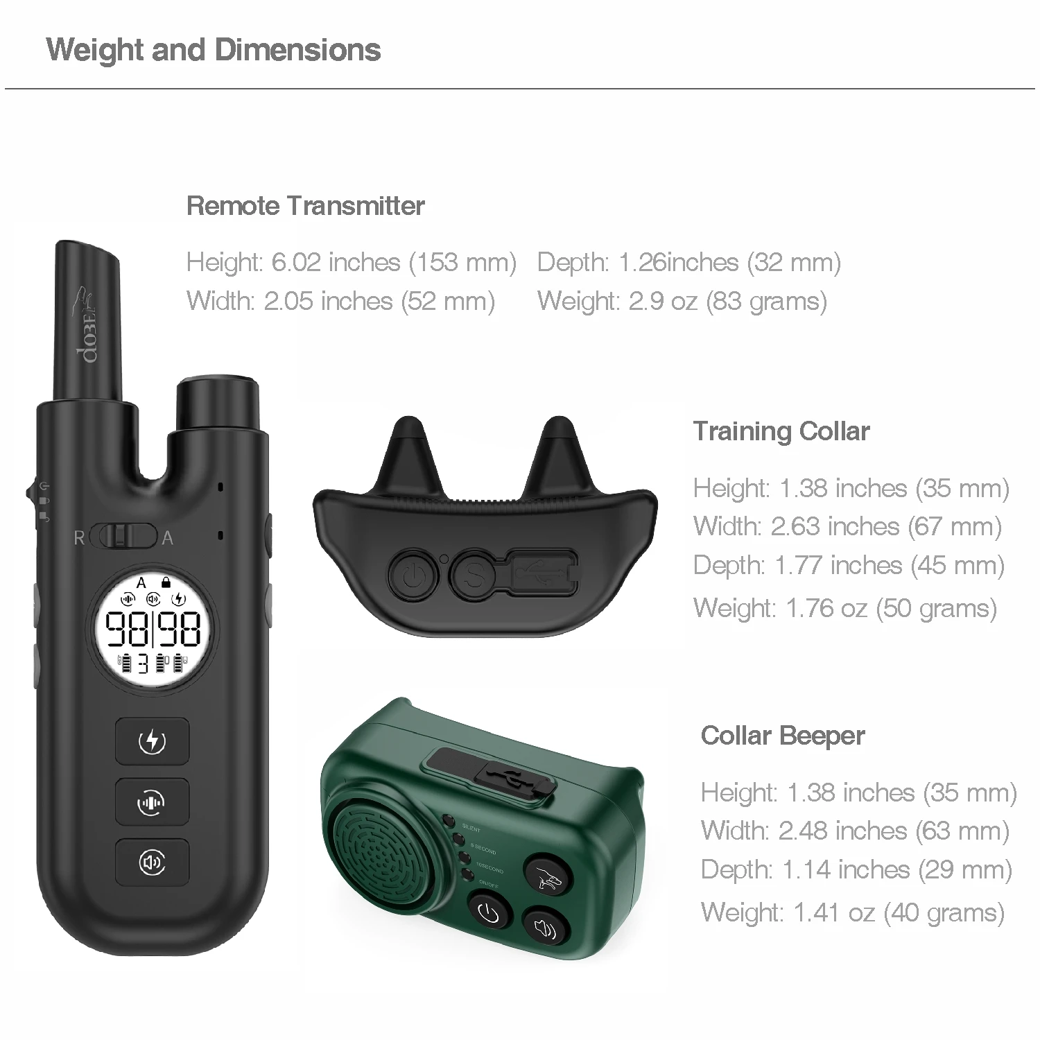 Dog Training Bark Collar Beeper Remote Dog Electric Collar Waterproof Hunting Collar Beeper Pet Shock Trainer