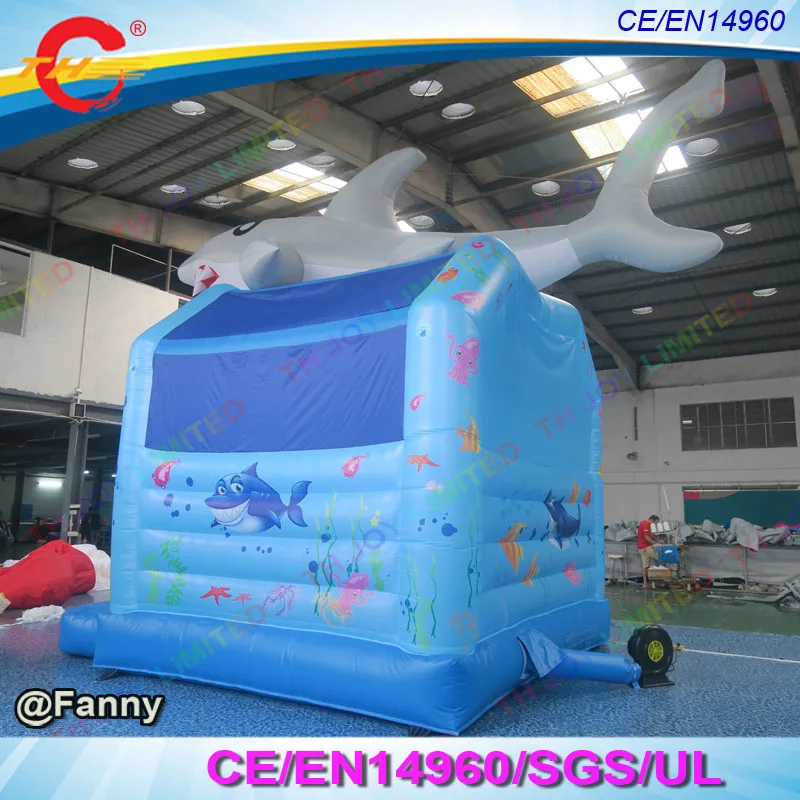 4x4m nadmuchiwany moonwalk rekina, dom odbijający, dmuchany zamek do skakania, dmuchany zamek odbijający, dmuchany skokowiec