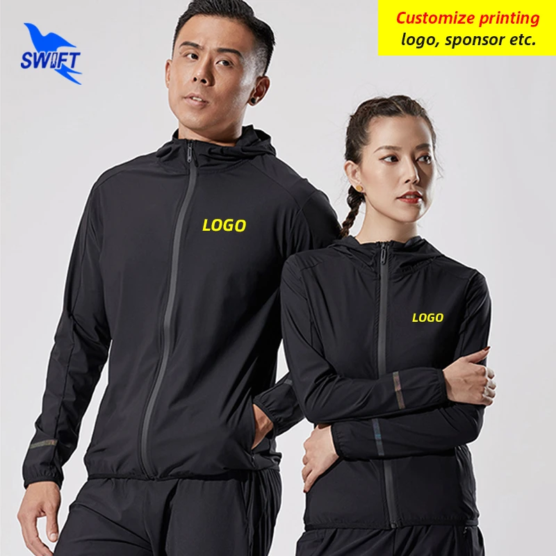 Customize LOGO Couples Outdoor Sportswear Jackets Men Women Quick Dry Breathable Hooded Coat Anti-UV Hoodies for Hiking Jogging