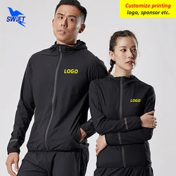 Customize LOGO Couples Outdoor Sportswear Jackets Men Women Quick Dry Breathable Hooded Coat Anti-UV Hoodies for Hiking Jogging