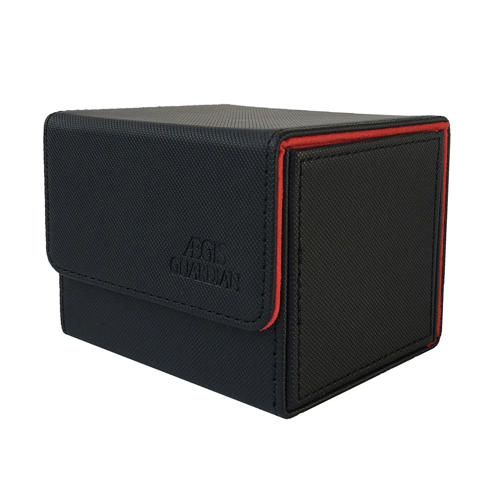 100+ AEGIS GUARDIAN Side-Loading Card Case Deck Casefor- Mtg Yugioh Deck Box: Black+Red