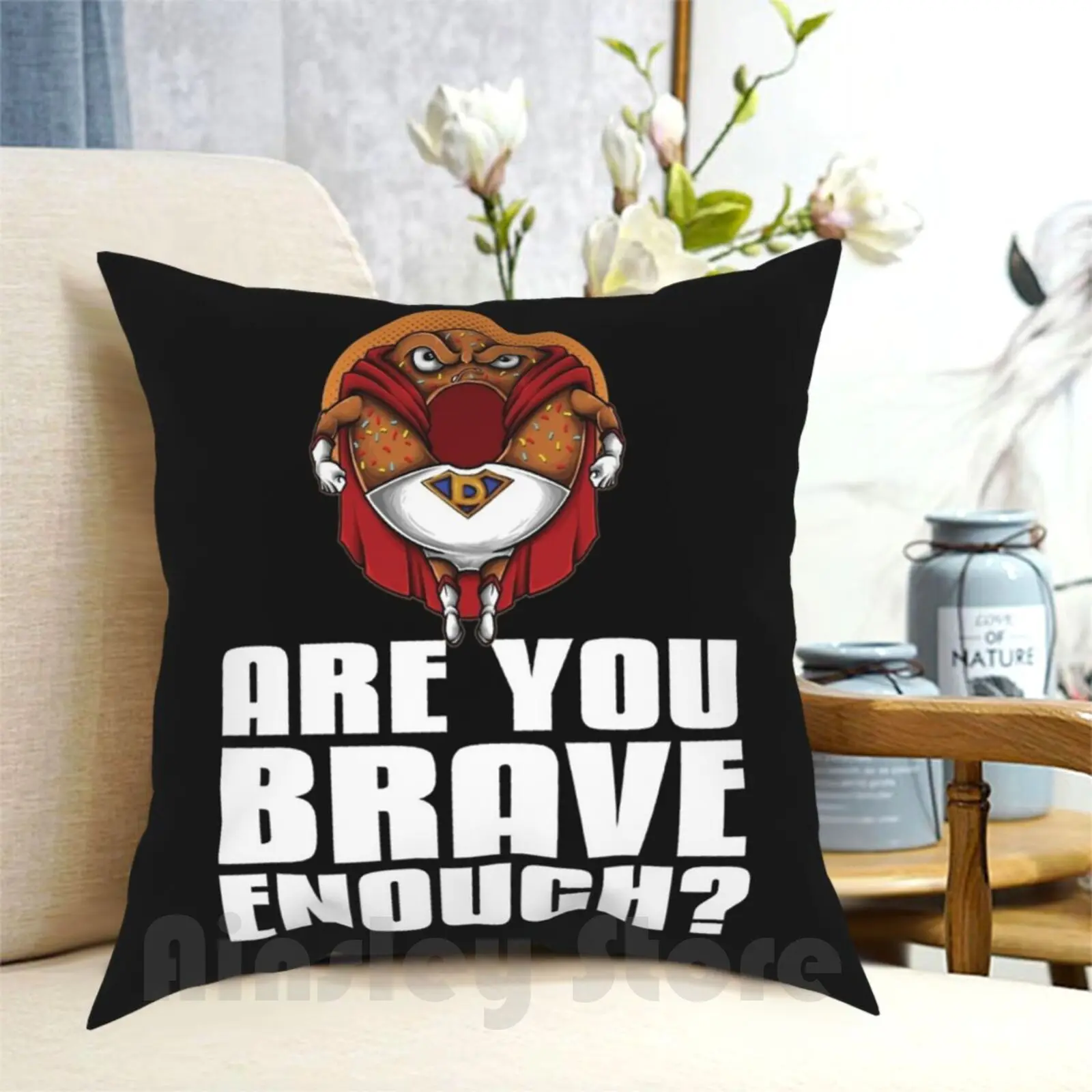 Superhero Donut Are You Brave Enough ? Foodietoon Doughnut Pillow Case Printed Home Soft Throw Pillow Support Super