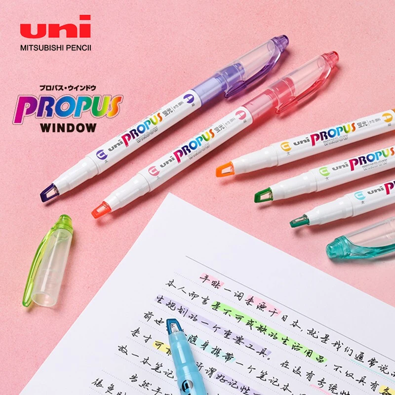 UNI PUS-102T PROPUS Highlighter Marker Soft Color 4.0 Mm / 0.4 Mm Double-headed Marker Pen Hand Account