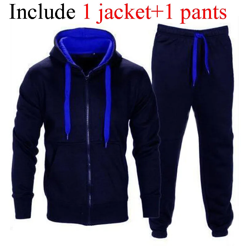 Hommes casual sweats à capuche ensembles couleur unie veste + pantalon 2 pièces survêtement hommes ensemble de vêtements de sport sweat à capuche et pantalon survêtement MY180