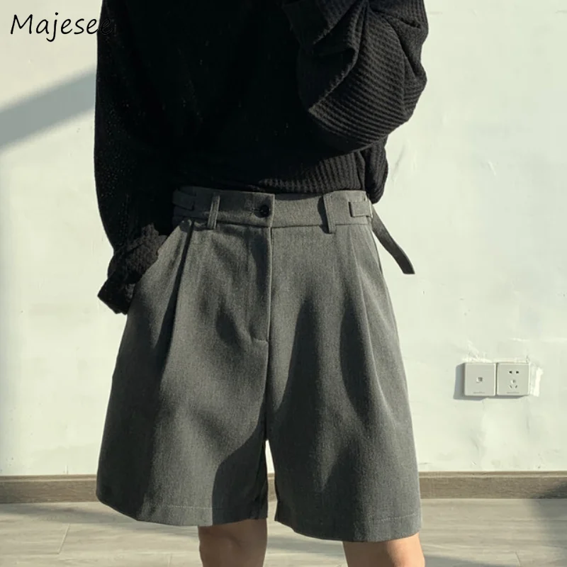 Fashion Casual Shorts Men Summer Korean Chic Wide Leg Trousers Male Knee-length Sashes Draped Loose Retro Popular High Street