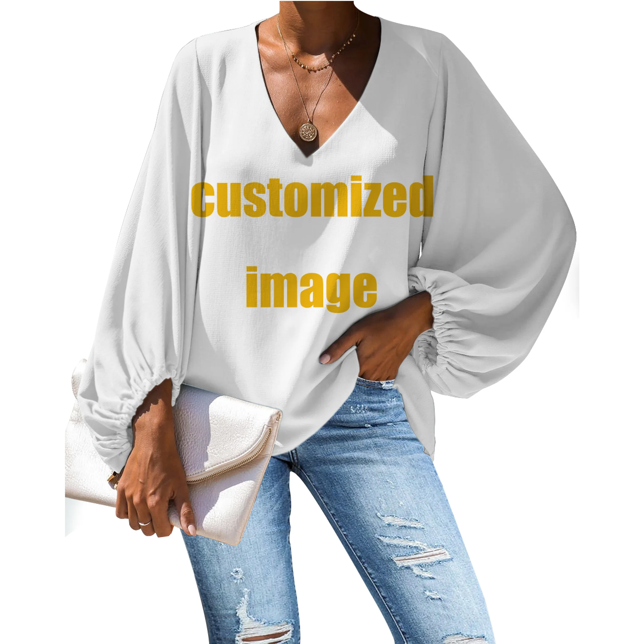 NOISYDESIGNS simpatico cartone animato dente dentista donna top allentati arcobaleno infermiera camicetta donna autunno Chiffon lanterna camicia con scollo a V