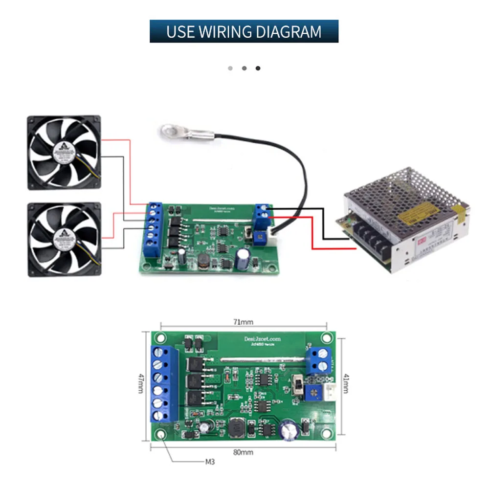 Automatic DC Fan Speed Controller 10A 12V 24V 48v FAN PWM temperature control speed regulation Noise reduction