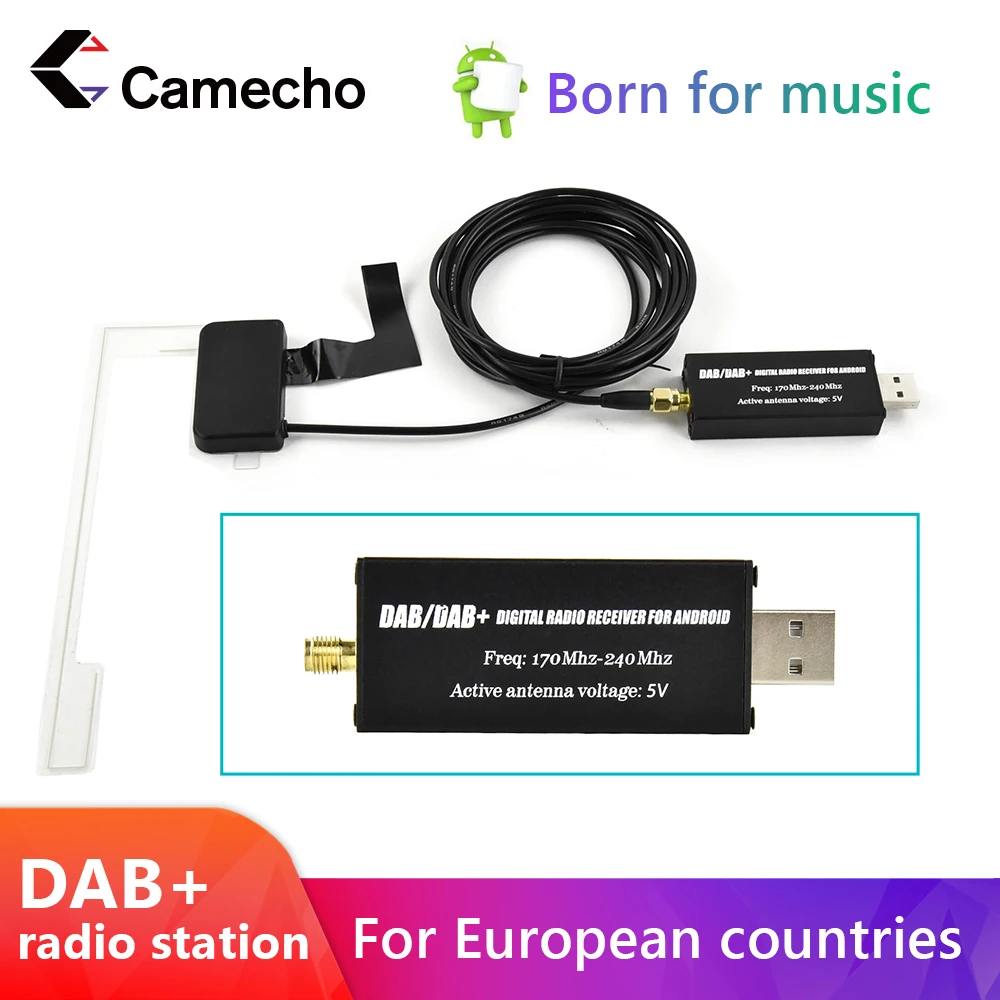 Camecho DAB+ Radio Receiver In Car Antenna Digital  Tuner Adapter  Android Car Stereo Player For Universal Decoder For Europe