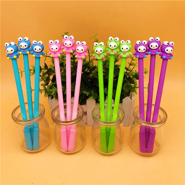 24 Pcs Creative White Rabbit Pen with Frog Hat Student Stationery Kawaii School Supplies School Supplies Estojos Escolar