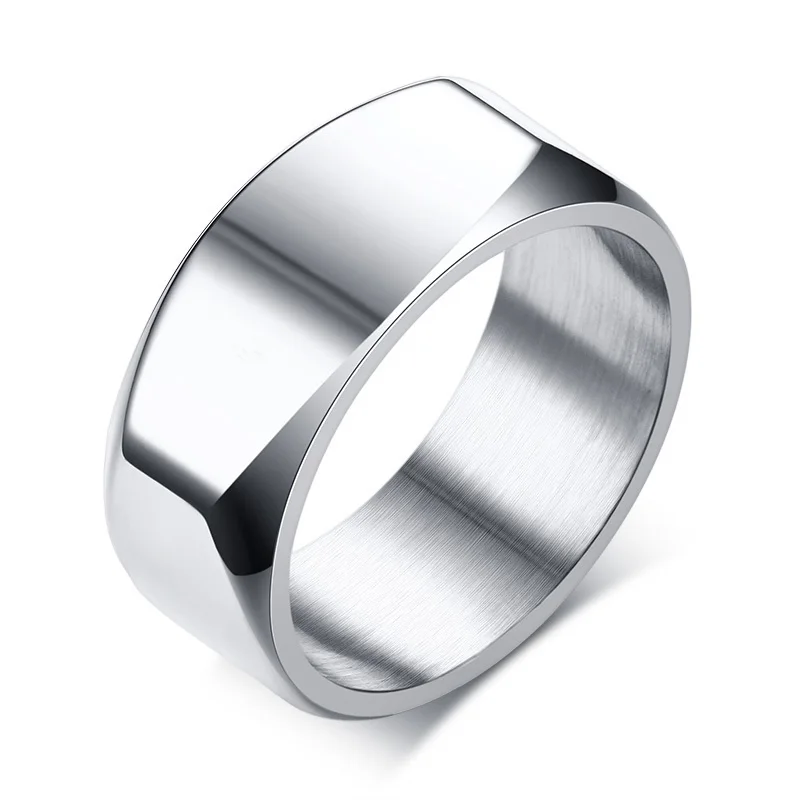 Men\'s Flat Top Ring, Stainless Steel Band Four Rings,Male Jewelry