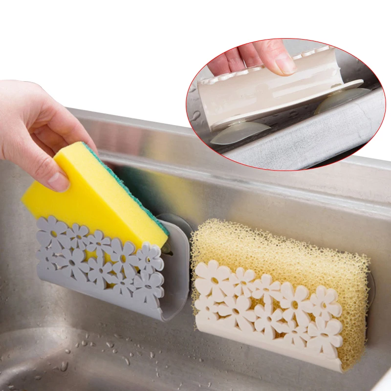 Sink Sponge Holder Portable Plastic Sink Drain Drying Rack with Suction Cup for Kitchen Bathroom Soap storage Drain Rack