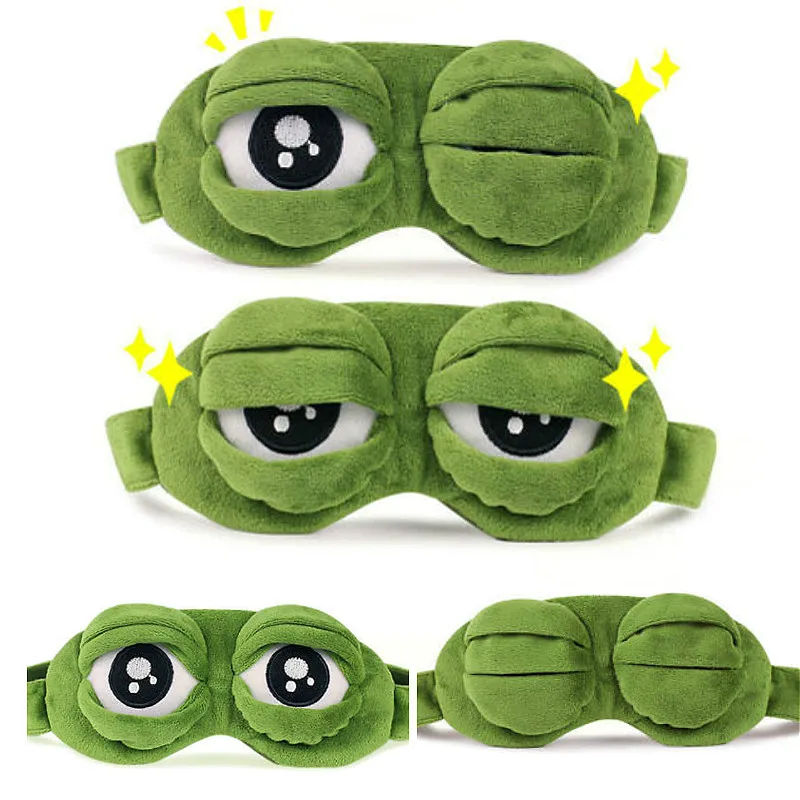 Creative Funny Sad Frog 3D Eye Mask Cover Cartoon Plush Sleeping Mask Cute Anime Gift