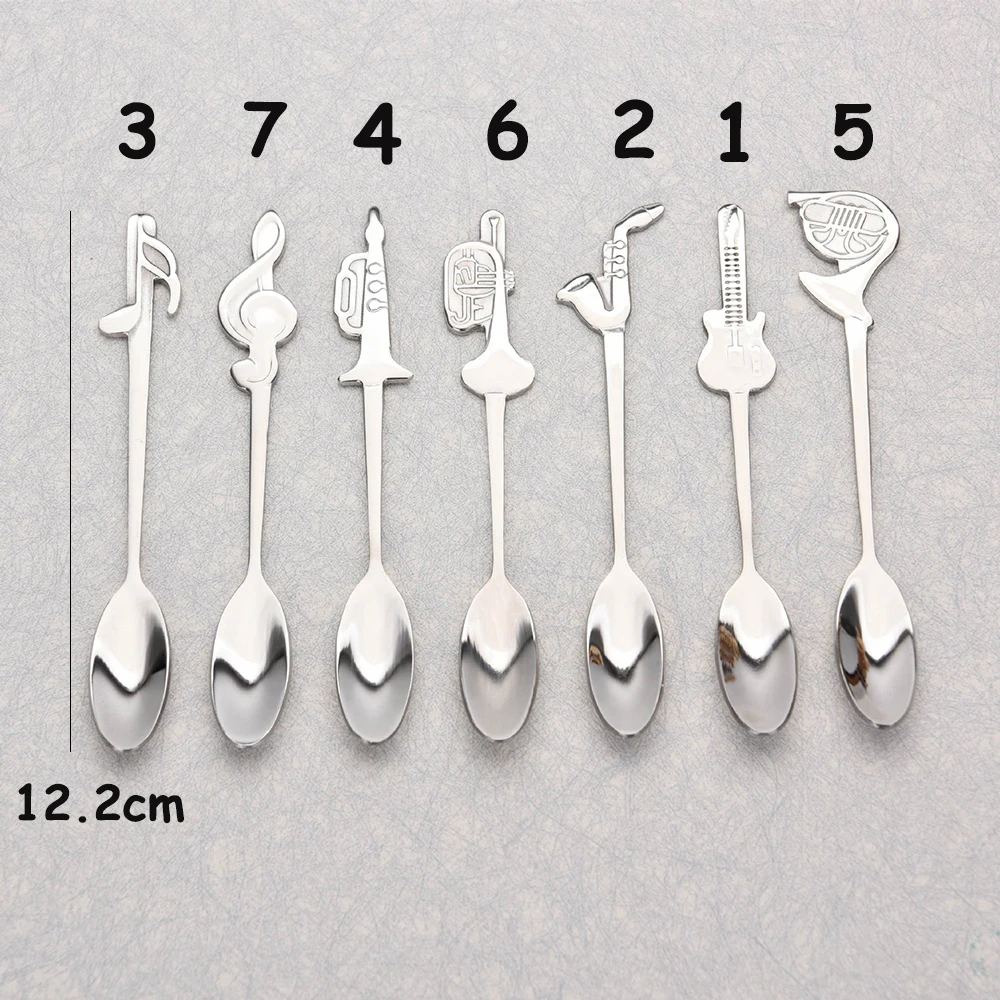 1 Pcs Creative Musical Note Spoons Long Handle Coffee Spoon Stainless Steel Teaspoon Stirring Spoons Tableware