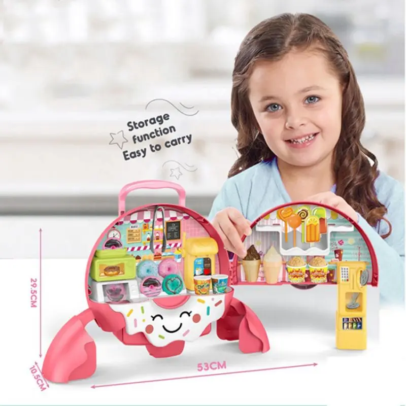 Mini Simulational Keuken Speelgoed Kinderen Speelhuis Draagbare Donut Rugzak Speelgoed Set Accessoires Interactieve Game Gift