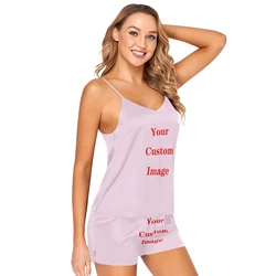 2021New Women's Pajamas Comfortable Sleepwear Suit Home Clothes Custom Printing Pijama Mujer Summer Pyjamas Femme Nightgownown