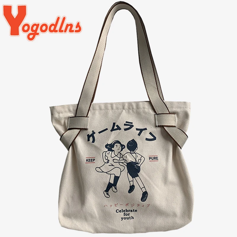 Borsa Tote in tela di grande capacità per le donne che stampano la borsa a tracolla giapponese da viaggio per la scuola dell\'adolescente